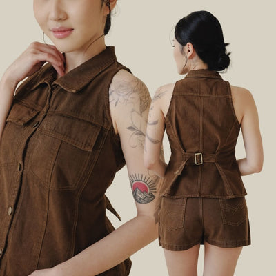 ZIEL x VERENA - Shinobu Top Atasan Denim Premium Couple Mom & Kids