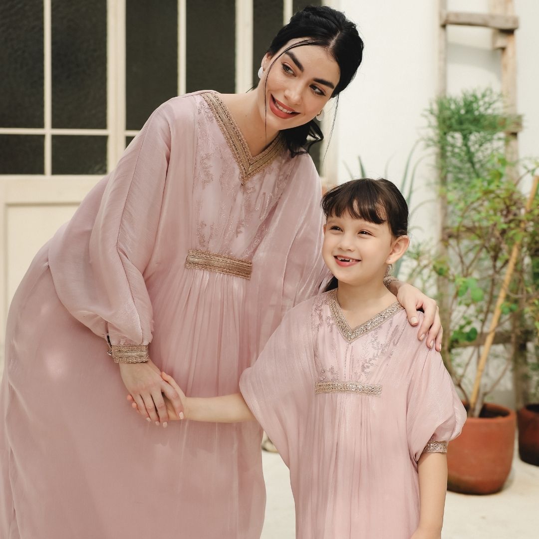 ZIEL KIDS - Zarina Dress Gamis Raya Terusan Satin Premium Couple Mom & Girl